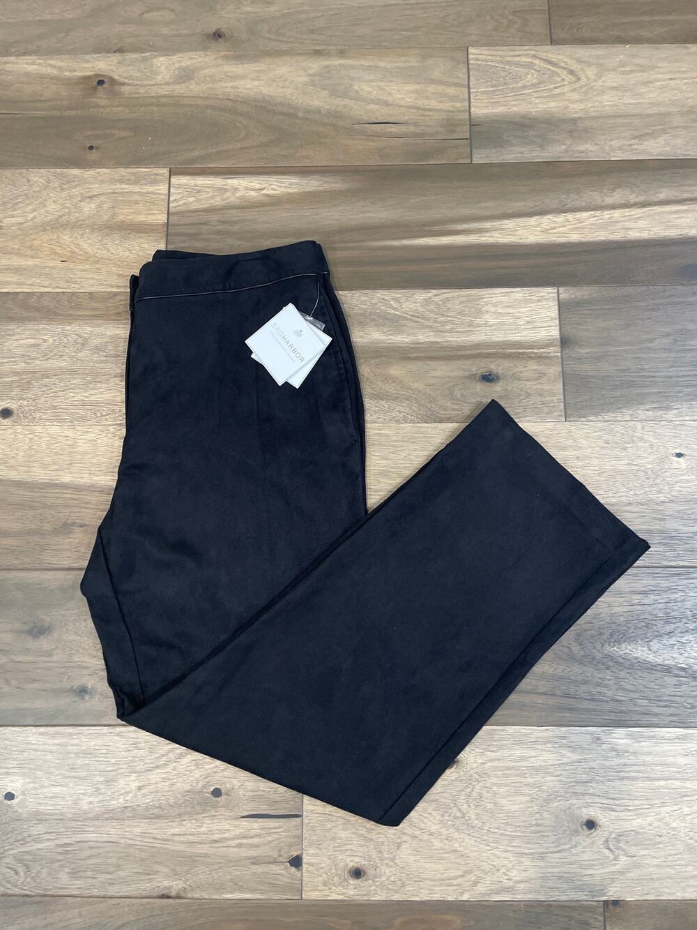 Sag Harbor Faux Suede Pants Size 14 Black NWT